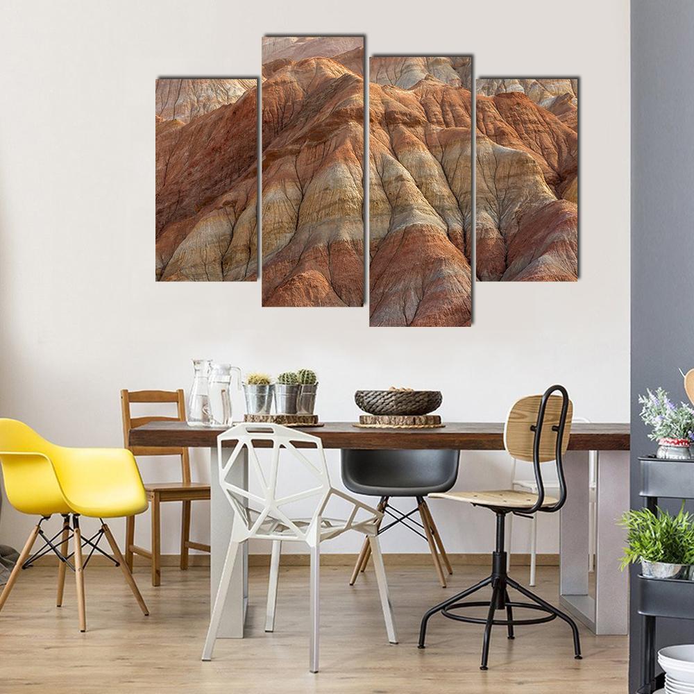 Rainbow Mountains In Asian Geopark At China Canvas Wall Art-4 Pop-Gallery Wrap-50" x 32"-Tiaracle