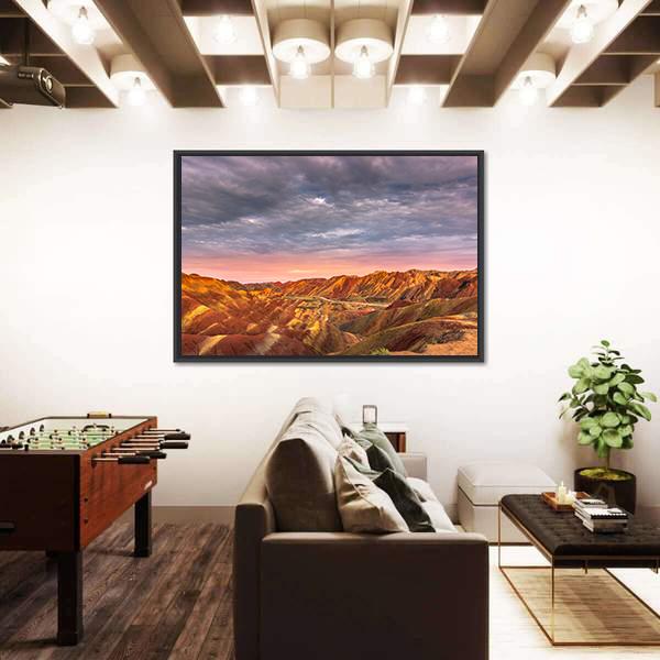 Rainbow Mountains Of The Danxia Landform At Zhangye In China Canvas Wall Art-3 Horizontal-Gallery Wrap-25" x 16"-Tiaracle