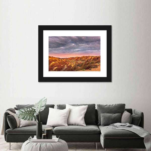 Rainbow Mountains Of The Danxia Landform At Zhangye In China Canvas Wall Art-3 Horizontal-Gallery Wrap-25" x 16"-Tiaracle