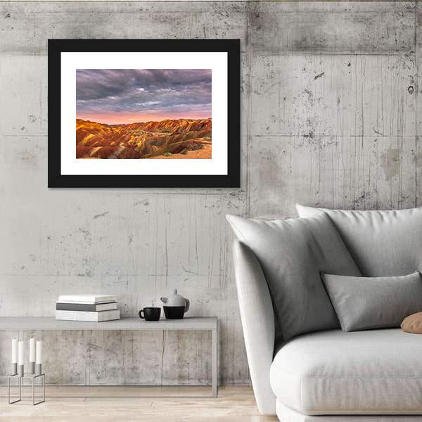Rainbow Mountains Of The Danxia Landform At Zhangye In China Canvas Wall Art-3 Horizontal-Gallery Wrap-25" x 16"-Tiaracle