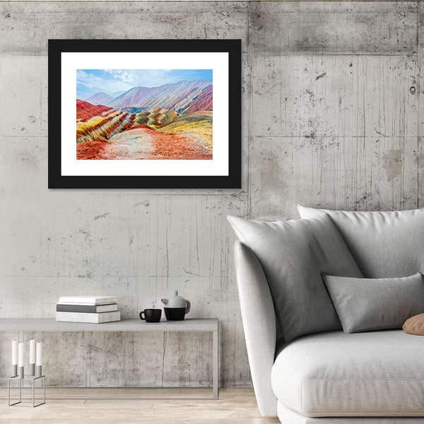Rainbow Mountains Of Zhangye Sky Canvas Wall Art-3 Horizontal-Gallery Wrap-25" x 16"-Tiaracle