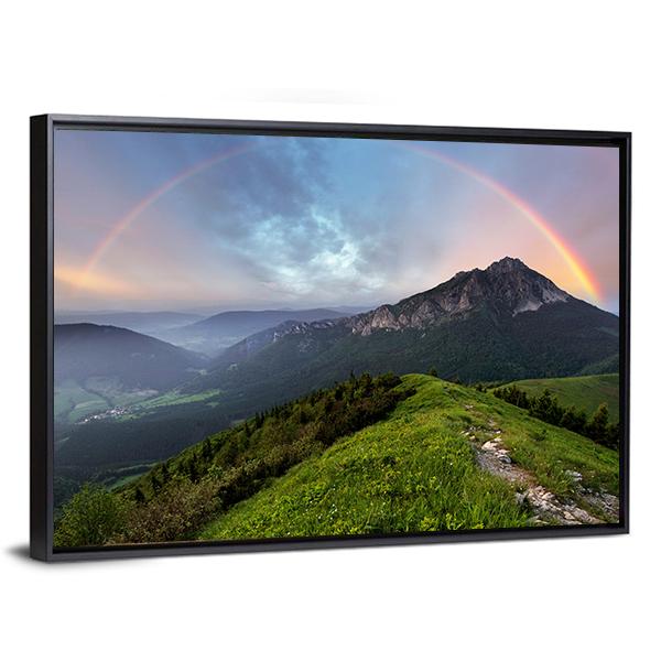 Rainbow Over Mountain Peak Canvas Wall Art-5 Horizontal-Gallery Wrap-22" x 12"-Tiaracle