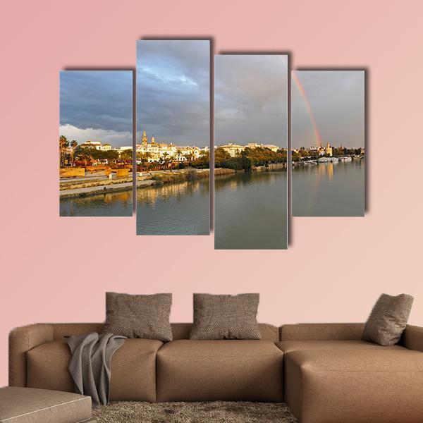 Rainbow Over Sevilla In Spain Canvas Wall Art-4 Pop-Gallery Wrap-50" x 32"-Tiaracle