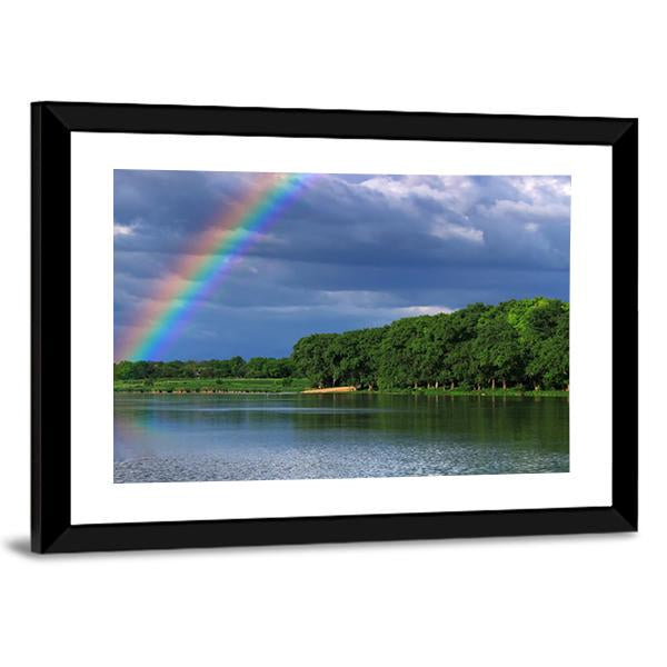 Rainbow Over The Lake Close Up Canvas Wall Art-3 Horizontal-Gallery Wrap-25" x 16"-Tiaracle
