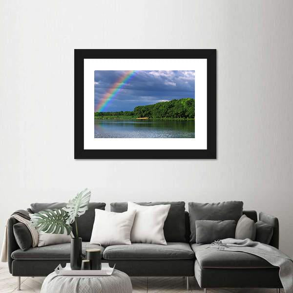 Rainbow Over The Lake Close Up Canvas Wall Art-3 Horizontal-Gallery Wrap-25" x 16"-Tiaracle