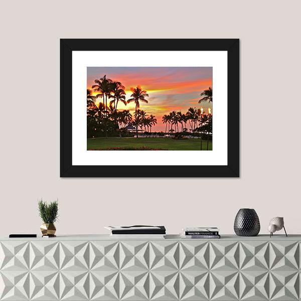 Rainbow Sunset In Paradise Canvas Wall Art-1 Piece-Framed Print-20" x 16"-Tiaracle
