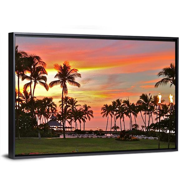 Rainbow Sunset In Paradise Canvas Wall Art-3 Horizontal-Gallery Wrap-25" x 16"-Tiaracle