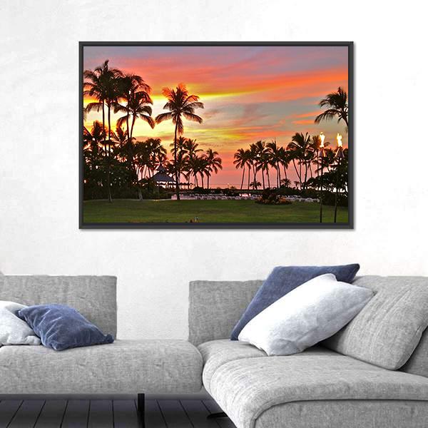 Rainbow Sunset In Paradise Canvas Wall Art-3 Horizontal-Gallery Wrap-25" x 16"-Tiaracle
