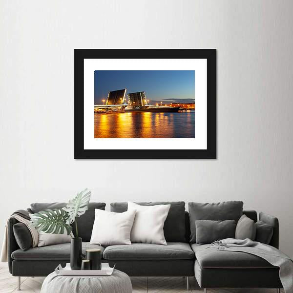 Raised Blagoveshchensky Bridge Canvas Wall Art-1 Piece-Framed Print-20" x 16"-Tiaracle