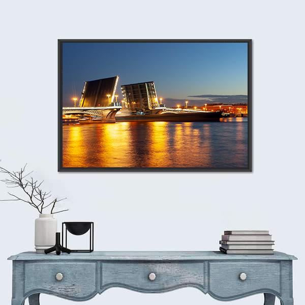 Raised Blagoveshchensky Bridge Panoramic Canvas Wall Art-1 Piece-36" x 12"-Tiaracle