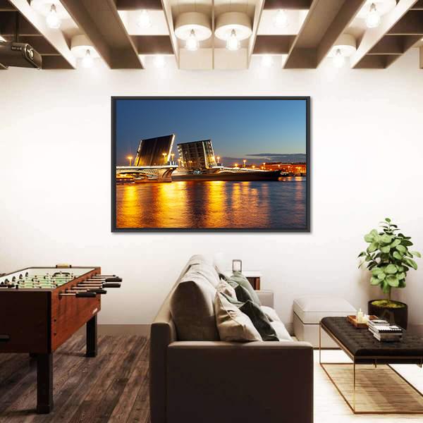Raised Blagoveshchensky Bridge Panoramic Canvas Wall Art-1 Piece-36" x 12"-Tiaracle