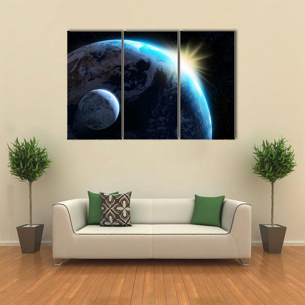 Raising Sun Illuminating Our Planet Canvas Wall Art-3 Horizontal-Gallery Wrap-25" x 16"-Tiaracle