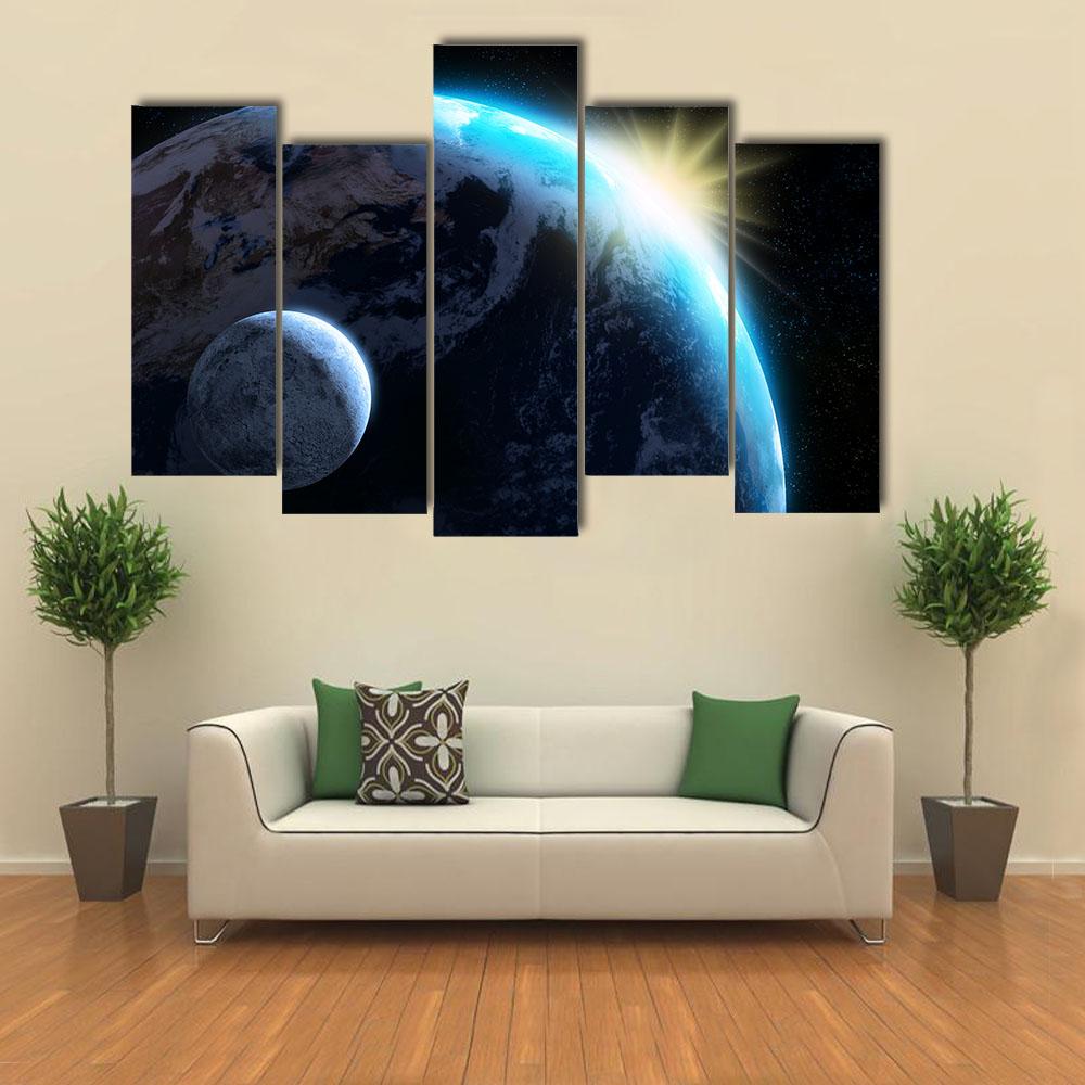 Raising Sun Illuminating Our Planet Canvas Wall Art-3 Horizontal-Gallery Wrap-25" x 16"-Tiaracle