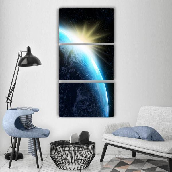 Raising Sun Illuminating Our Planet Vertical Canvas Wall Art-3 Vertical-Gallery Wrap-12" x 25"-Tiaracle