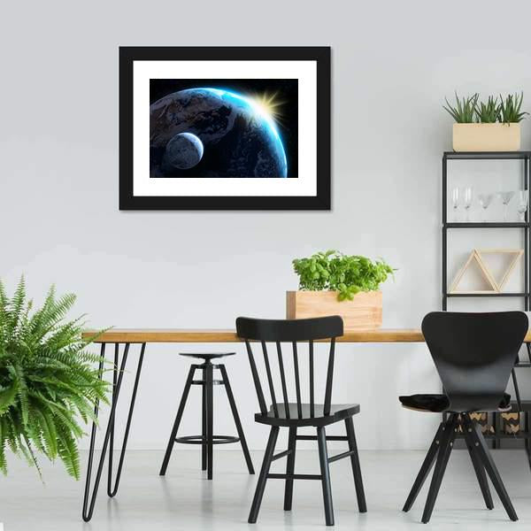 Raising Sun Illuminating Our Planet Vertical Canvas Wall Art-3 Vertical-Gallery Wrap-12" x 25"-Tiaracle