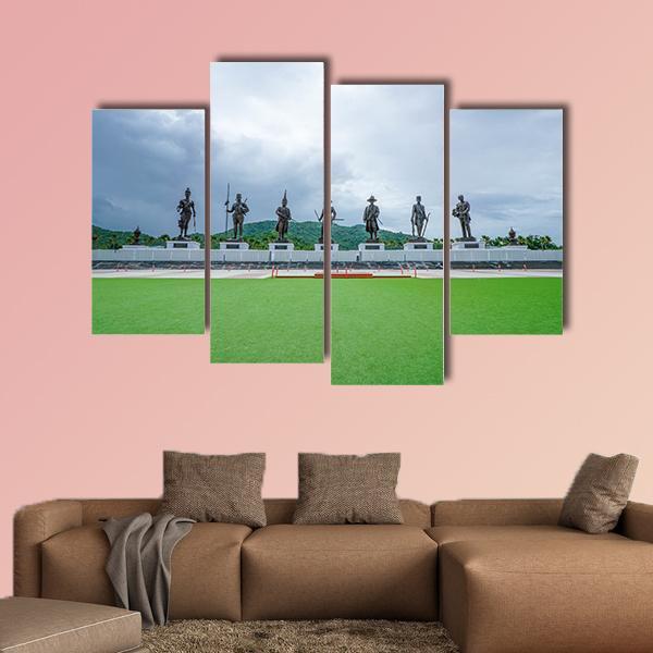 Rajaphak Park 7 Greatest King Statue Canvas Wall Art-4 Pop-Gallery Wrap-50" x 32"-Tiaracle