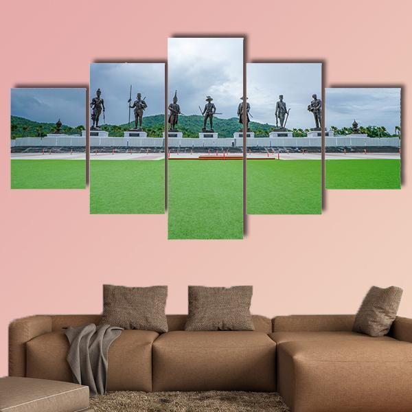 Rajaphak Park 7 Greatest King Statue Canvas Wall Art-5 Star-Gallery Wrap-62" x 32"-Tiaracle