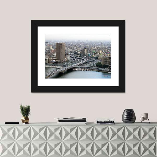 Ramses Hilton Hotel At Nile River In Cairo Canvas Wall Art-1 Piece-Framed Print-20" x 16"-Tiaracle