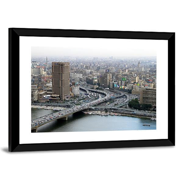 Ramses Hilton Hotel At Nile River In Cairo Canvas Wall Art-3 Horizontal-Gallery Wrap-25" x 16"-Tiaracle
