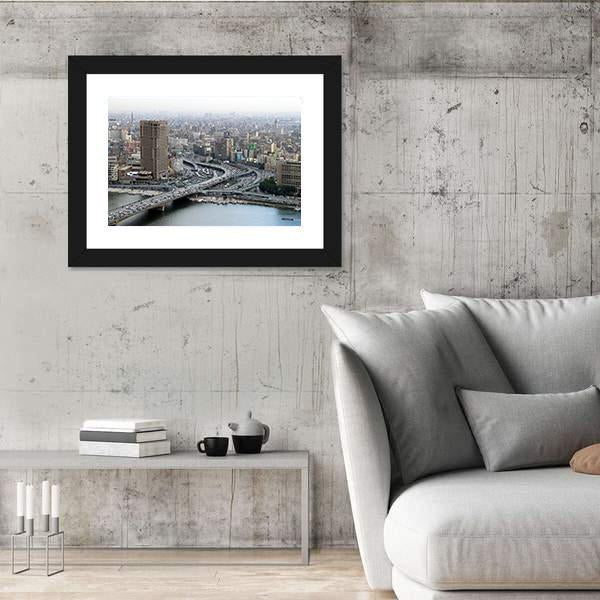 Ramses Hilton Hotel At Nile River In Cairo Canvas Wall Art-3 Horizontal-Gallery Wrap-25" x 16"-Tiaracle