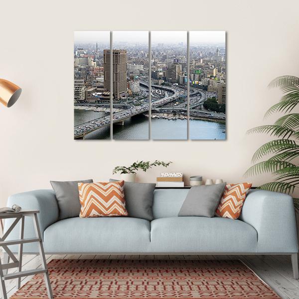 Ramses Hilton Hotel At Nile River In Cairo Canvas Wall Art-4 Horizontal-Gallery Wrap-34" x 24"-Tiaracle