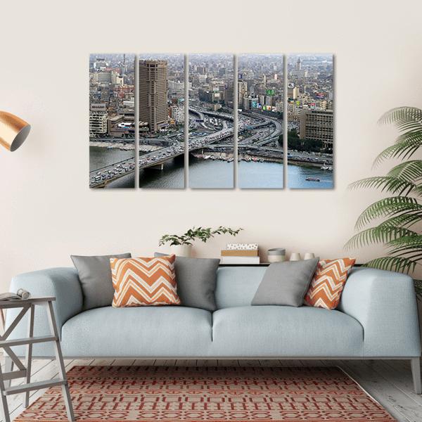 Ramses Hilton Hotel At Nile River In Cairo Canvas Wall Art-5 Horizontal-Gallery Wrap-22" x 12"-Tiaracle