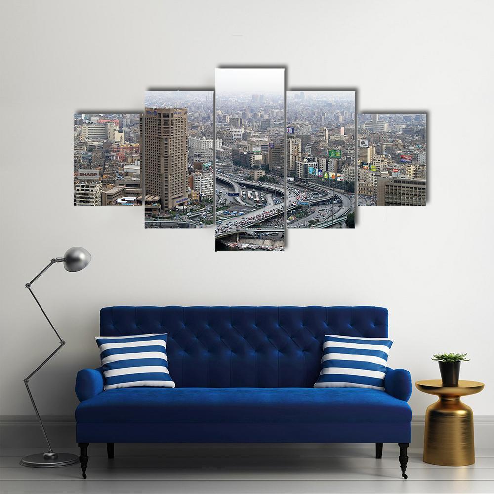 Ramses Hilton Hotel At Nile River In Cairo Canvas Wall Art-5 Star-Gallery Wrap-62" x 32"-Tiaracle