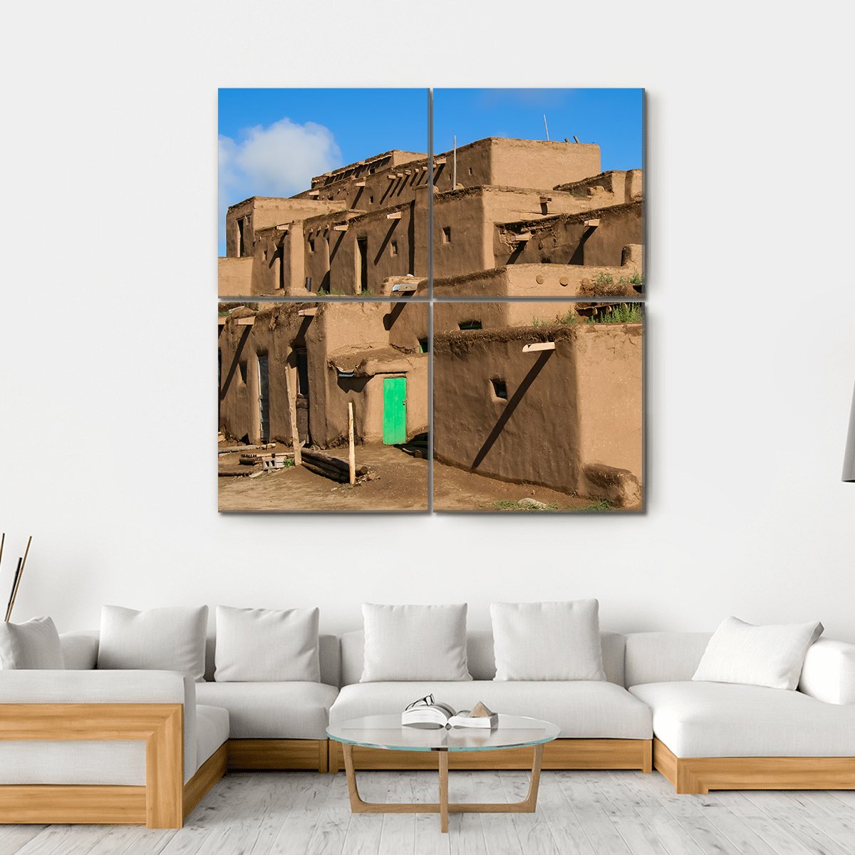 Ranchos De Taos In New Mexico Canvas Wall Art-4 Square-Gallery Wrap-17" x 17"-Tiaracle