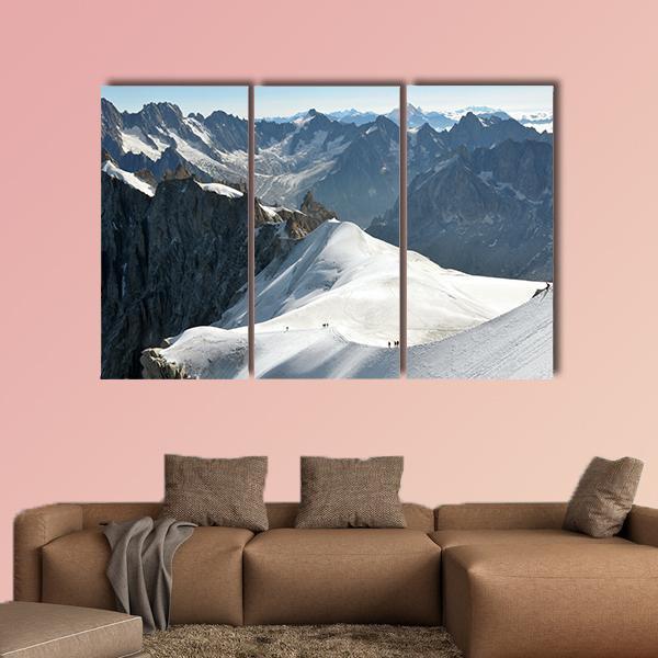Range Of High Alps And Mountaineers Canvas Wall Art-3 Horizontal-Gallery Wrap-37" x 24"-Tiaracle