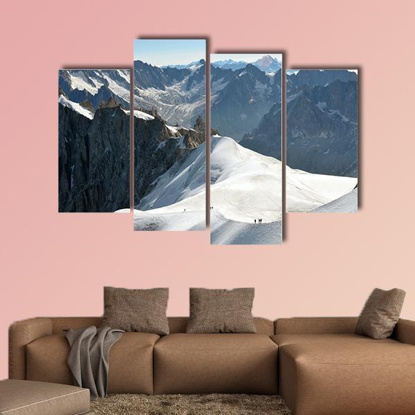 Range Of High Alps And Mountaineers Canvas Wall Art-4 Pop-Gallery Wrap-50" x 32"-Tiaracle