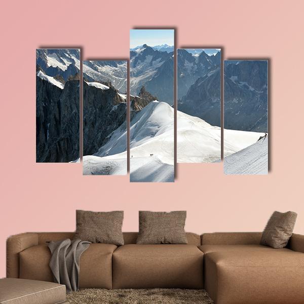 Range Of High Alps And Mountaineers Canvas Wall Art-5 Pop-Gallery Wrap-47" x 32"-Tiaracle