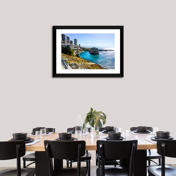Raouche Rocks & Sea Canvas Wall Art-1 Piece-Framed Print-20" x 16"-Tiaracle