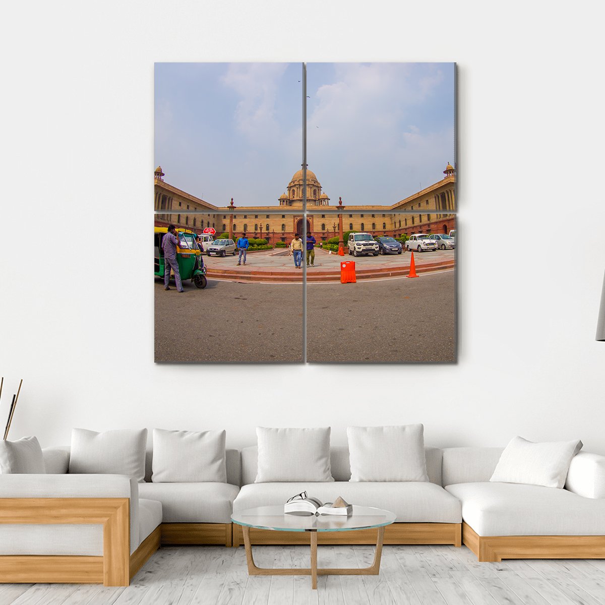 Rashtrapati Bhavan In India Canvas Wall Art-4 Square-Gallery Wrap-17" x 17"-Tiaracle