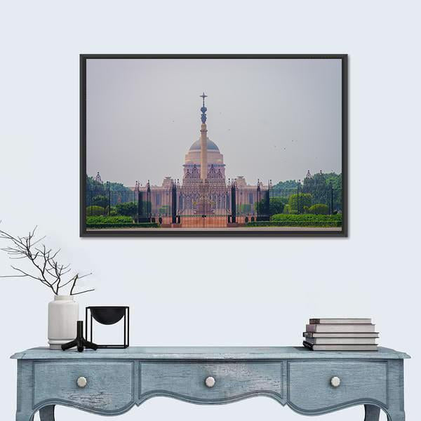 Rashtrapati Bhavan India Canvas Wall Art-1 Piece-Floating Frame-24" x 16"-Tiaracle