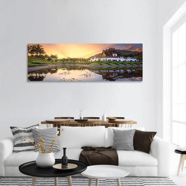 Ratchaphruek Park At Sunset In Chiang Mai Panoramic Canvas Wall Art-1 Piece-36" x 12"-Tiaracle