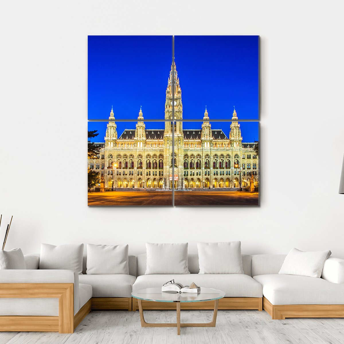 Rathaus Mayor Office In Vienna Canvas Wall Art-4 Square-Gallery Wrap-17" x 17"-Tiaracle