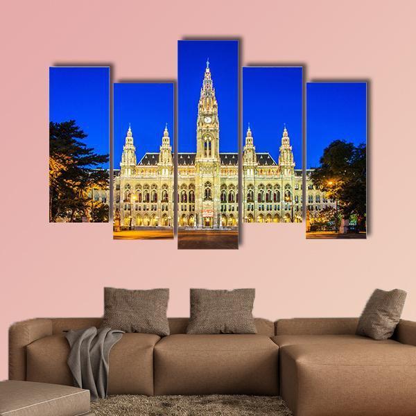Rathaus Mayor Office In Vienna Canvas Wall Art-5 Pop-Gallery Wrap-47" x 32"-Tiaracle
