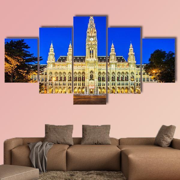 Rathaus Mayor Office In Vienna Canvas Wall Art-5 Star-Gallery Wrap-62" x 32"-Tiaracle