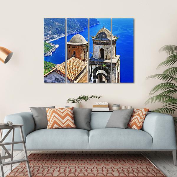 Ravello Village On Amalfi Coast In Italy Canvas Wall Art-4 Horizontal-Gallery Wrap-34" x 24"-Tiaracle