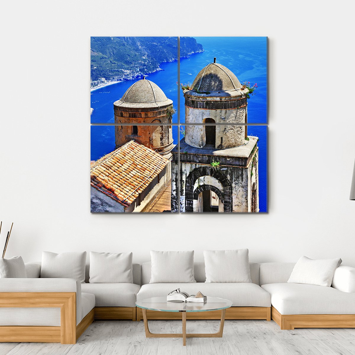 Ravello Village On Amalfi Coast In Italy Canvas Wall Art-4 Square-Gallery Wrap-17" x 17"-Tiaracle