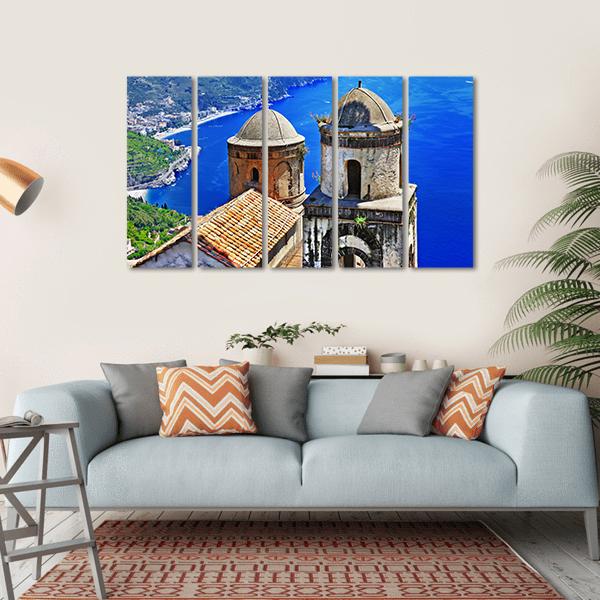 Ravello Village On Amalfi Coast In Italy Canvas Wall Art-5 Horizontal-Gallery Wrap-22" x 12"-Tiaracle