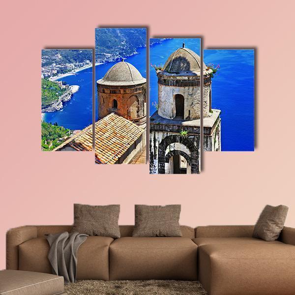 Ravello Village On Amalfi Coast In Italy Canvas Wall Art-4 Pop-Gallery Wrap-50" x 32"-Tiaracle