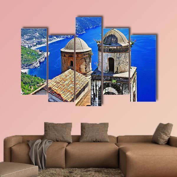 Ravello Village On Amalfi Coast In Italy Canvas Wall Art-5 Pop-Gallery Wrap-47" x 32"-Tiaracle