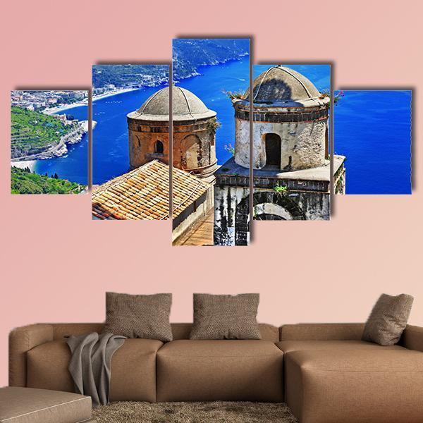 Ravello Village On Amalfi Coast In Italy Canvas Wall Art-5 Star-Gallery Wrap-62" x 32"-Tiaracle