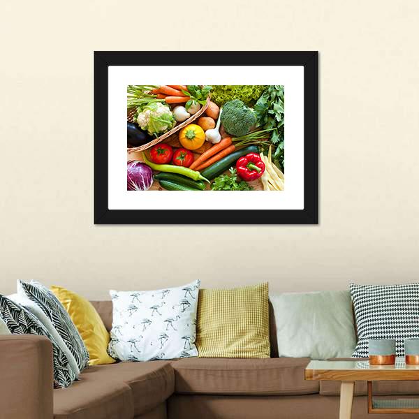Raw Vegetables Canvas Wall Art-1 Piece-Framed Print-20" x 16"-Tiaracle