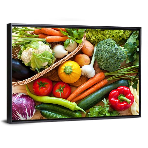 Raw Vegetables Canvas Wall Art-5 Horizontal-Gallery Wrap-22" x 12"-Tiaracle