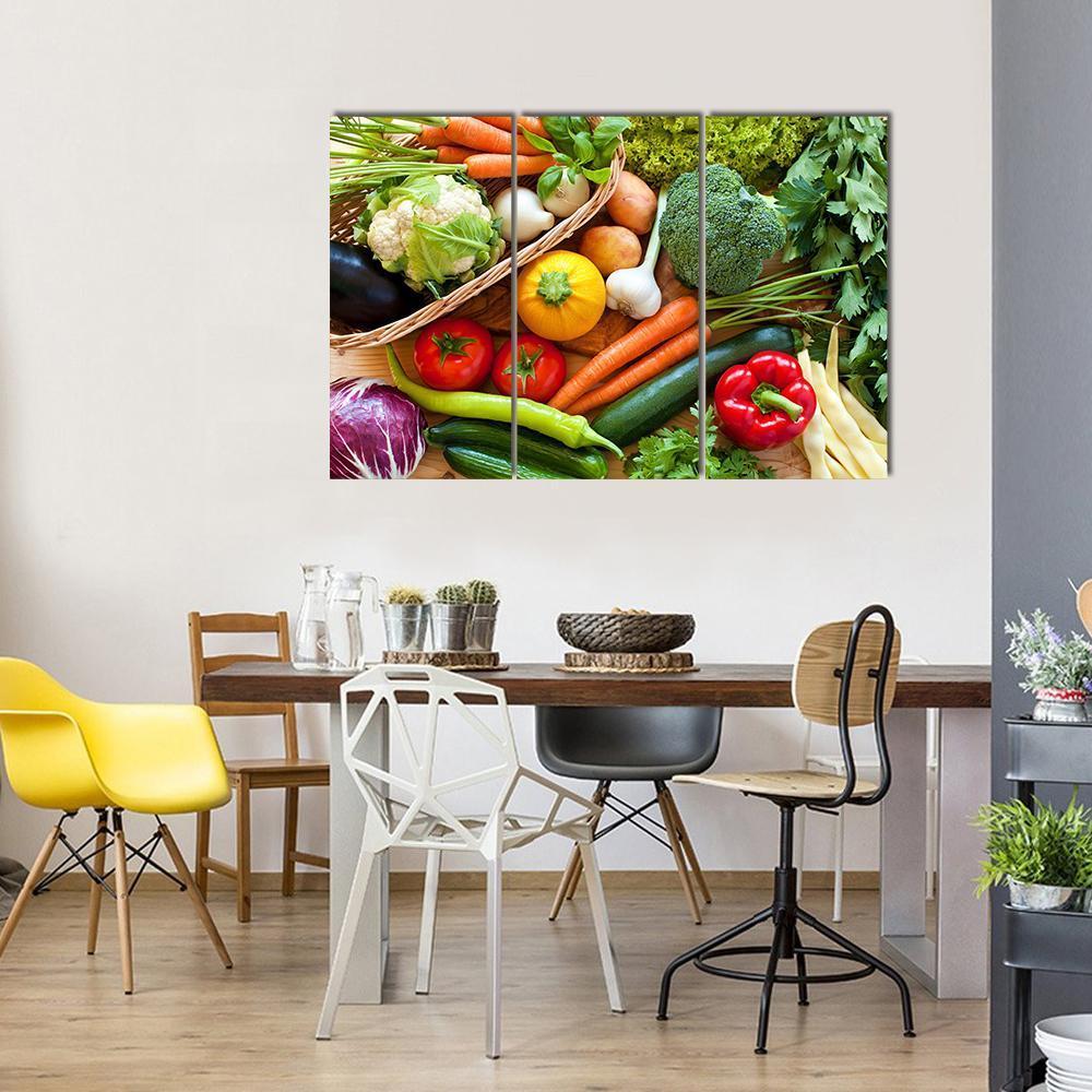 Raw Vegetables Canvas Wall Art-3 Horizontal-Gallery Wrap-37" x 24"-Tiaracle