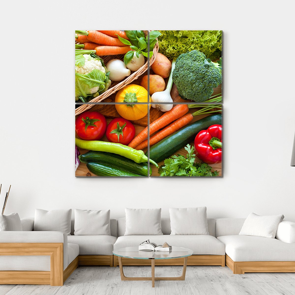 Raw Vegetables Canvas Wall Art-4 Square-Gallery Wrap-17" x 17"-Tiaracle
