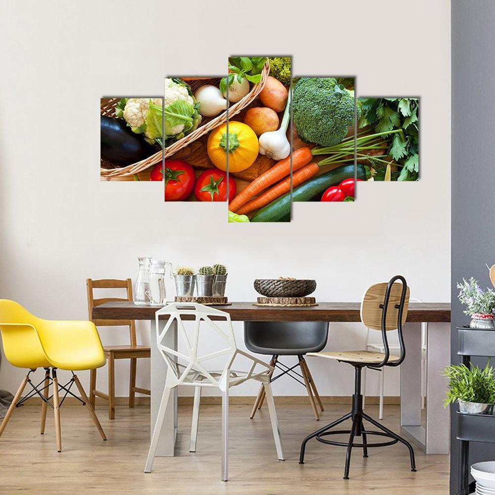 Raw Vegetables Canvas Wall Art-3 Horizontal-Gallery Wrap-37" x 24"-Tiaracle