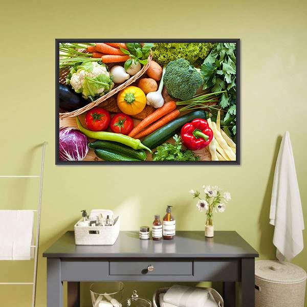 Raw Vegetables Canvas Wall Art-1 Piece-Floating Frame-24&quot; x 16&quot;-Tiaracle